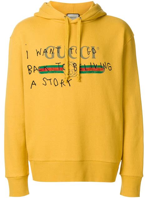 gucci yellow logo hoodie|Gucci logo velvet sweatshirt.